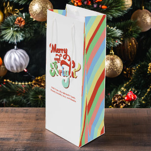 Sac Cadeau Pour Bouteille Joyeux et lumineux rétro de Noël