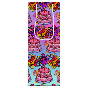 Sac Cadeau Pour Bouteille Joyeux gâteau d'anniversaire : fête du vin