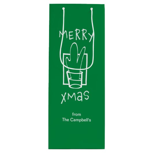 Sac Cadeau Pour Bouteille Joyeux Noël (Devant)