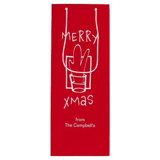 Sac Cadeau Pour Bouteille Joyeux Noël (Devant)