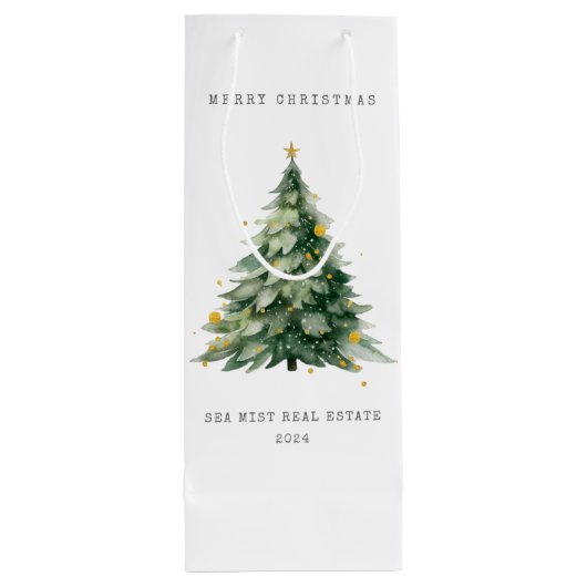 Sac Cadeau Pour Bouteille Joyeux Noël Arbre Entreprise (Dos)
