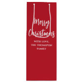 Sac Cadeau Pour Bouteille Joyeux Noël Calligraphie Script Simple Rouge (Devant)