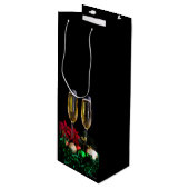 Sac Cadeau Pour Bouteille Joyeux Noël Champagne (Devant Angle)
