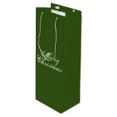 Sac Cadeau Pour Bouteille Joyeux Noël forêt vert élégant script simple (Devant Angle)