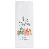 Sac Cadeau Pour Bouteille Joyeux Noël Pine Arbre Aquarelle Vacances (Dos)