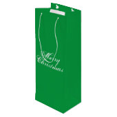 Sac Cadeau Pour Bouteille Joyeux Noël vert élégant script classique (Dos Angle)