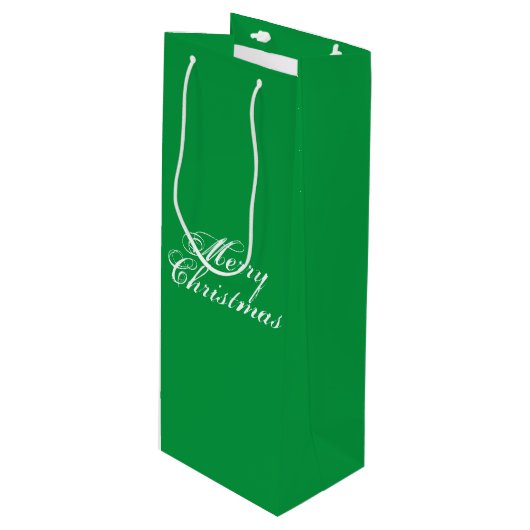 Sac Cadeau Pour Bouteille Joyeux Noël vert élégant script classique (Devant Angle)