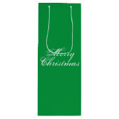 Sac Cadeau Pour Bouteille Joyeux Noël vert élégant script classique (Devant)