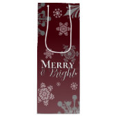 Sac Cadeau Pour Bouteille Joyeux rouge et flocon de neige brillant Noël (Devant)