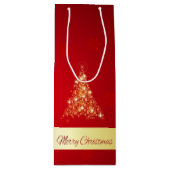 Sac Cadeau Pour Bouteille Joyeux sapin de Noël éclatant (Devant)