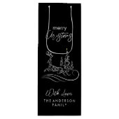 Sac Cadeau Pour Bouteille Joyeux sapin de Noël et renne (Devant)