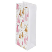 Sac Cadeau Pour Bouteille Joyeux sapin rose or Noël (Devant Angle)