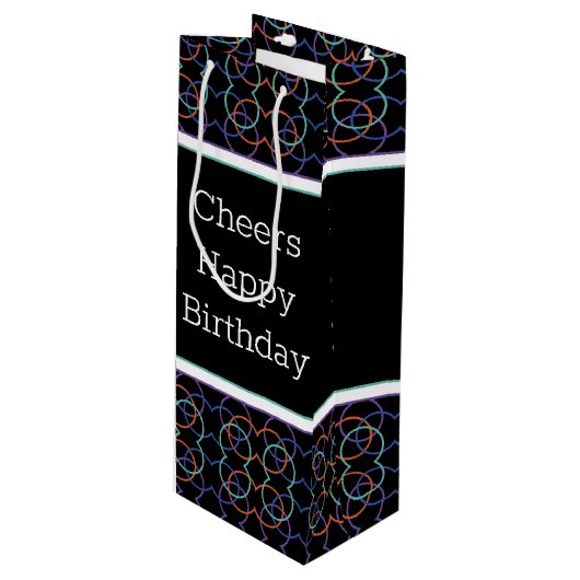 Sac Cadeau Pour Bouteille Joyeux thème d'anniversaire (Devant Angle)