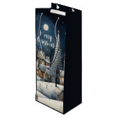 Sac Cadeau Pour Bouteille Joyeux Village d'hiver de Noël (Dos Angle)