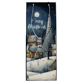 Sac Cadeau Pour Bouteille Joyeux Village d'hiver de Noël (Dos)