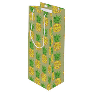 Sac Cadeau Pour Bouteille Kaki ananas