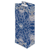 Sac Cadeau Pour Bouteille Kaleidoscope Bleu clair, Blanc, Étoile simple (Dos Angle)