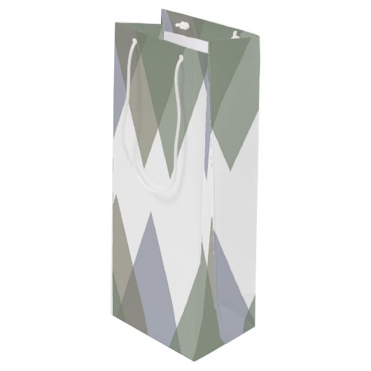 Sac Cadeau Pour Bouteille Khaki triangles (Devant Angle)