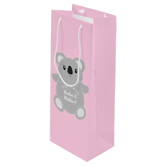 Sac Cadeau Pour Bouteille Koala Baby shower fille (Devant Angle)