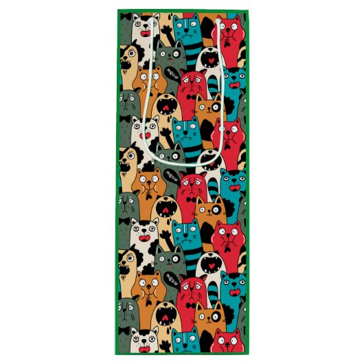 Sac Cadeau Pour Bouteille La Crowd of cats (Devant)