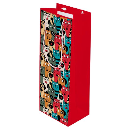 Sac Cadeau Pour Bouteille La foule de chats (Devant Angle)