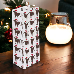 Sac Cadeau Pour Bouteille Labrador Chocolat Dans Red Santa Hat