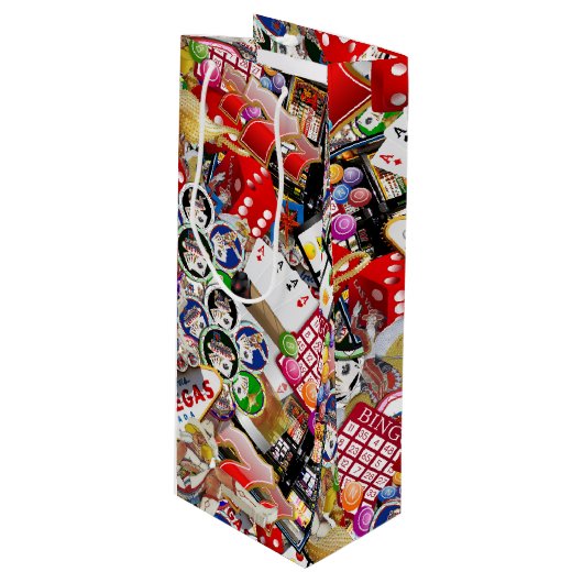 Sac Cadeau Pour Bouteille Las Vegas Icons ~ Gamblers Delight (Devant Angle)