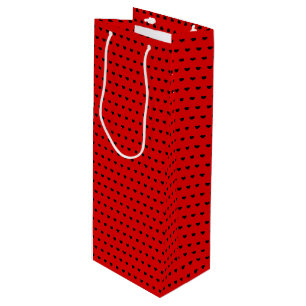 Sac Cadeau Pour Bouteille Le Motif des Coeurs Noirs Élégant Sur Le Beau Ro