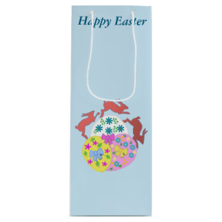 Sac Cadeau Pour Bouteille Leaping Hares editable Easter