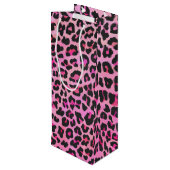 Sac Cadeau Pour Bouteille Léopard noir et rose chaud (Dos Angle)