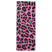 Sac Cadeau Pour Bouteille Léopard noir et rose chaud (Devant)