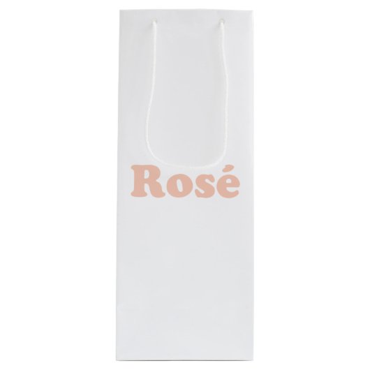Sac Cadeau Pour Bouteille Lettres Roses "Roses" rose pâle blanc (Devant)