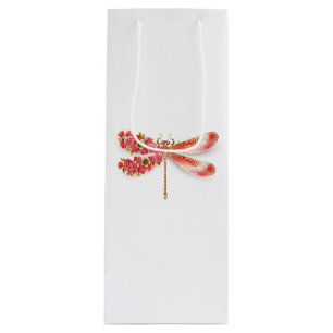 Sac Cadeau Pour Bouteille libellule de fleurs avec sakura de bijoux