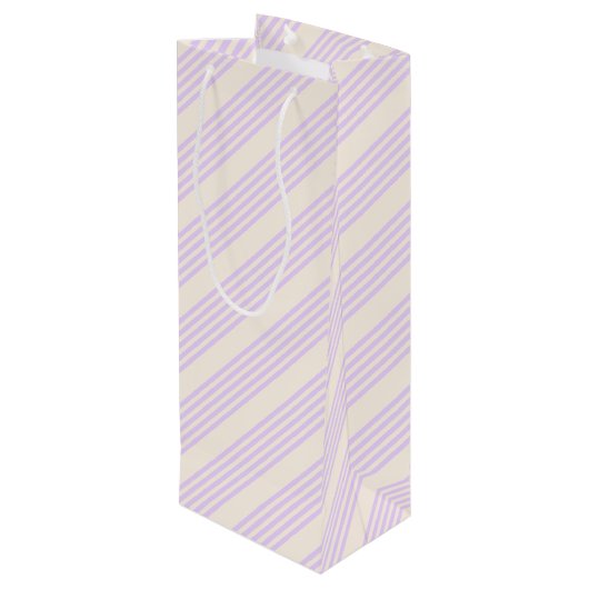 Sac Cadeau Pour Bouteille Lilac violet et beige cinq bandes motif (Dos Angle)