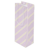 Sac Cadeau Pour Bouteille Lilac violet et beige cinq bandes motif (Devant Angle)