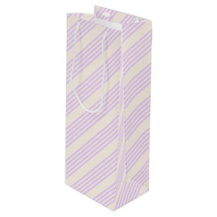 Sac Cadeau Pour Bouteille Lilac violet et beige cinq bandes motif