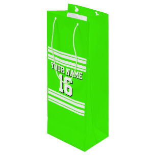 Sac Cadeau Pour Bouteille Lime Green White Team Jersey Numéro personnalisé N