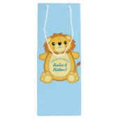 Sac Cadeau Pour Bouteille Lion Baby shower bleu (Dos)