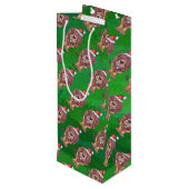 Sac Cadeau Pour Bouteille Lion Christmas on Green (Dos Angle)
