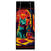 Sac Cadeau Pour Bouteille Livres Chat Sunset Et Vin (Dos)