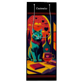 Sac Cadeau Pour Bouteille Livres Chat Sunset Et Vin (Devant)