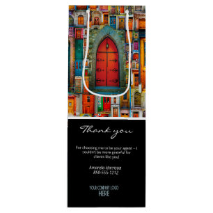 Sac Cadeau Pour Bouteille Logo de l'entreprise Portes Vintages Merci Client 