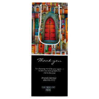 Sac Cadeau Pour Bouteille Logo de l'entreprise Portes Vintages Merci Client 