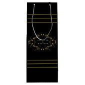 Sac Cadeau Pour Bouteille Logo de nom or Motif noir et blanc (Dos)
