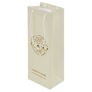Sac Cadeau Pour Bouteille Logo d'entreprise moderne beige or Entreprise d'en