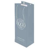 Sac Cadeau Pour Bouteille Logo d'entreprise simple et Dusty Blue (Dos Angle)