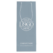 Sac Cadeau Pour Bouteille Logo d'entreprise simple et Dusty Blue (Dos)