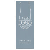 Sac Cadeau Pour Bouteille Logo d'entreprise simple et Dusty Blue (Devant)