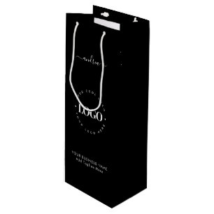 Sac Cadeau Pour Bouteille Logo personnalisé noir et blanc pour promotion com