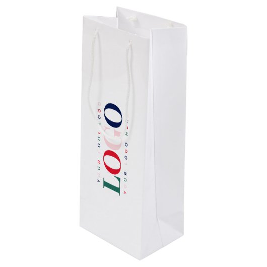 Sac Cadeau Pour Bouteille Logo Rectangle Entreprise Personnalisé Coloré (Devant Angle)